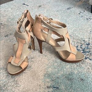 Stylish Beige and Gray Women's Heels